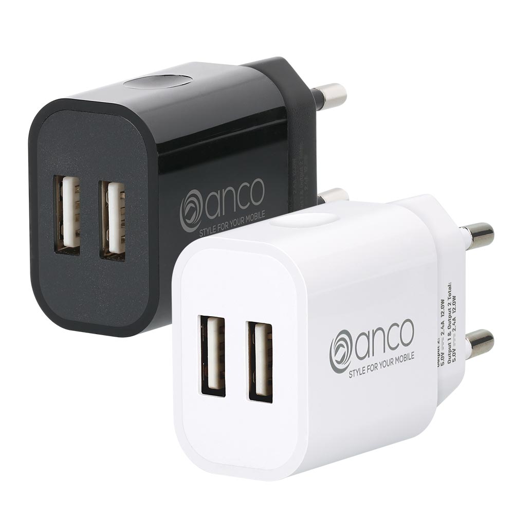 anco_charger_12W_mix anco® 12W Dual - USB-A - Ladegerät Ladegerät USB-Ladegerät zum Laden von bis zu 2 Geräten gleichzeitig