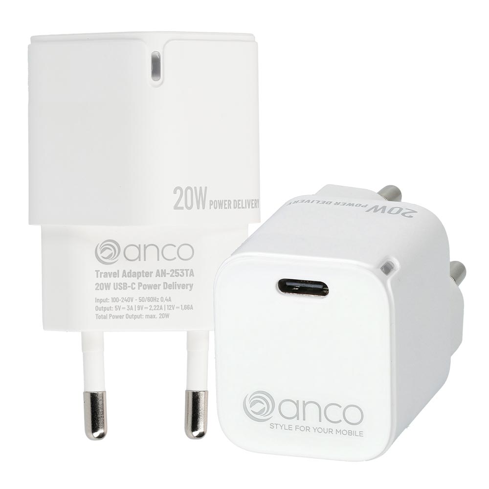 anco_charger_20W_white anco charger 20W white anco® mini Ladeset 20W USB-C auf Lightning weiß Ladeset Ladeset bestehend aus dem anco® mini USB-A FastCharge Schnellladegerät mit 18 Watt und mit USB-A auf USB-C - Kabel in schwarz