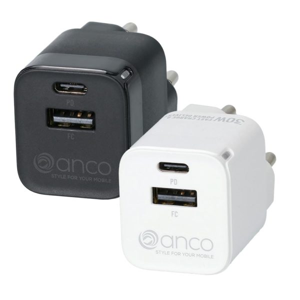 30W USB-C Power Delivery / USB-A FastCharge Schnellladegerät anco mini