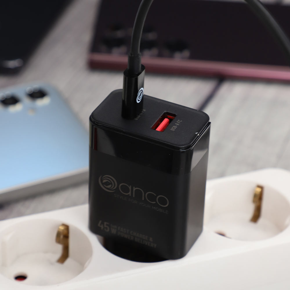 anco_45W_Charger_schwarz_Steckleiste anco® 45W Ladegerät - schwarz - Schnellladegerät