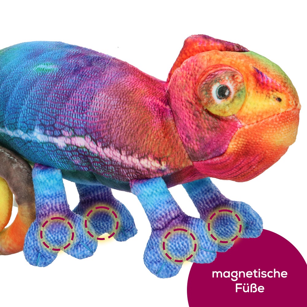 Plüschtier Chamäleon Ulf mit magnetischen Füßen