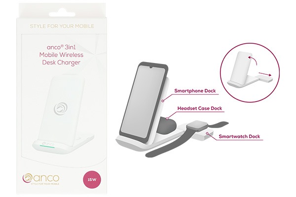 anco® 3in1 Mobile Wireless Desk Charger als Vektor