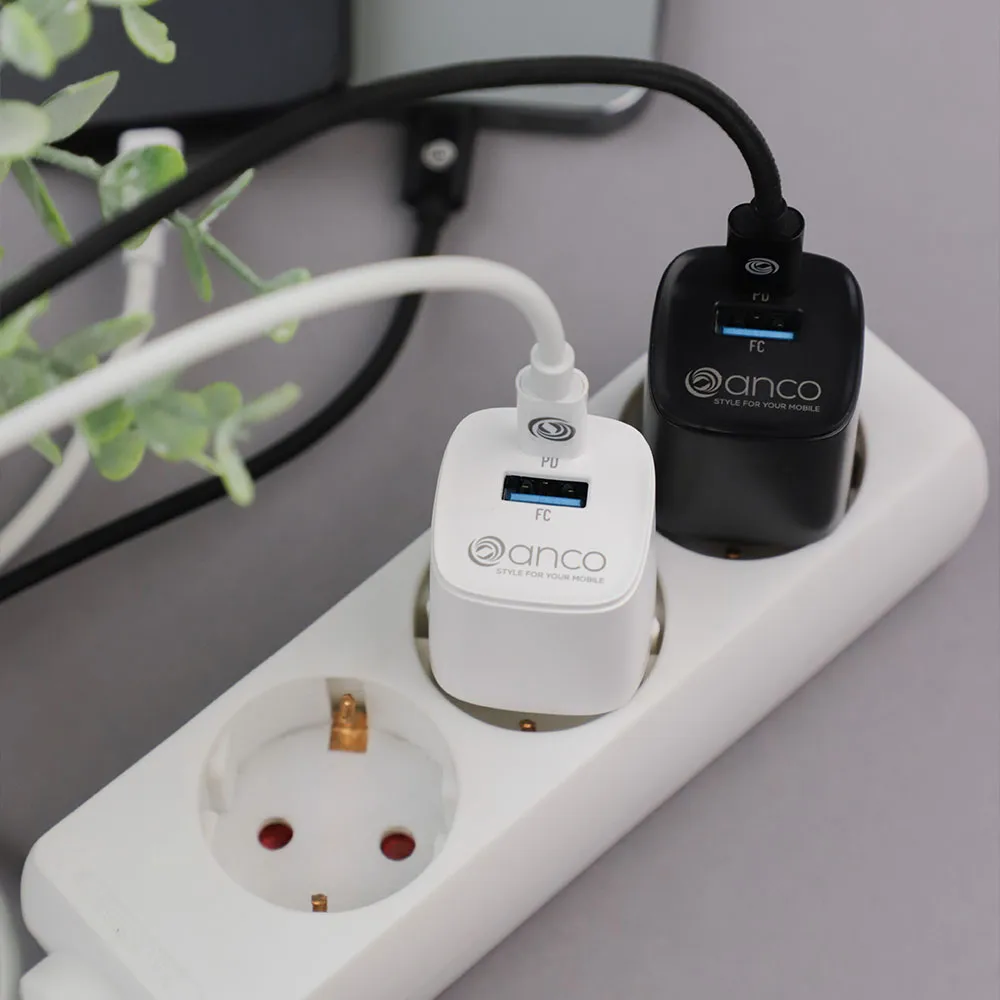 anco® 30W USB-C Schnellladegerät / Charger Gen.2 in weiß und schwarz