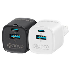 anco® 30W USB-C Schnellladegerät / Charger Gen.2 in schwarz und weiß