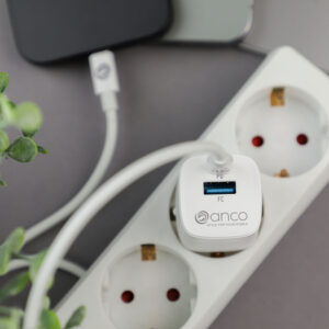 anco® mini 30W USB-C / USB-A Dual Schnellladegerät GaN in weiß in Steckdosenleiste