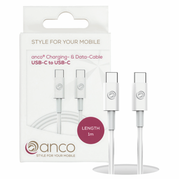 92941 1000x1000 VP anco USB-C auf USB-C Power Delivery Lade- und Datenkabel 5A 40W - 1m - weiß usb-c auf usb-c,Daten- und Ladekabel USB-C auf USB-C Daten- und Ladekabel; verbindet Geräte mit USB-C - Anschlüssen miteinander und unterstützt Power Delivery und damit Schnellladen mit bis zu 3A, Datentransfer mit bis zu 480MBit/s
