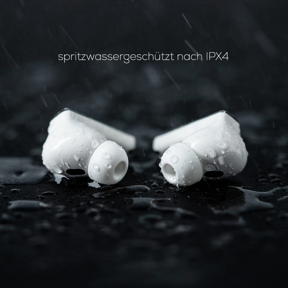 anco_BudsPro_spritzwassergeschuetzt anco® Buds Pro sind spritzwassergeschützt nach IPX4