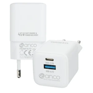 anco® GaN 45W Wall Charger USB-C USB-A - weiß