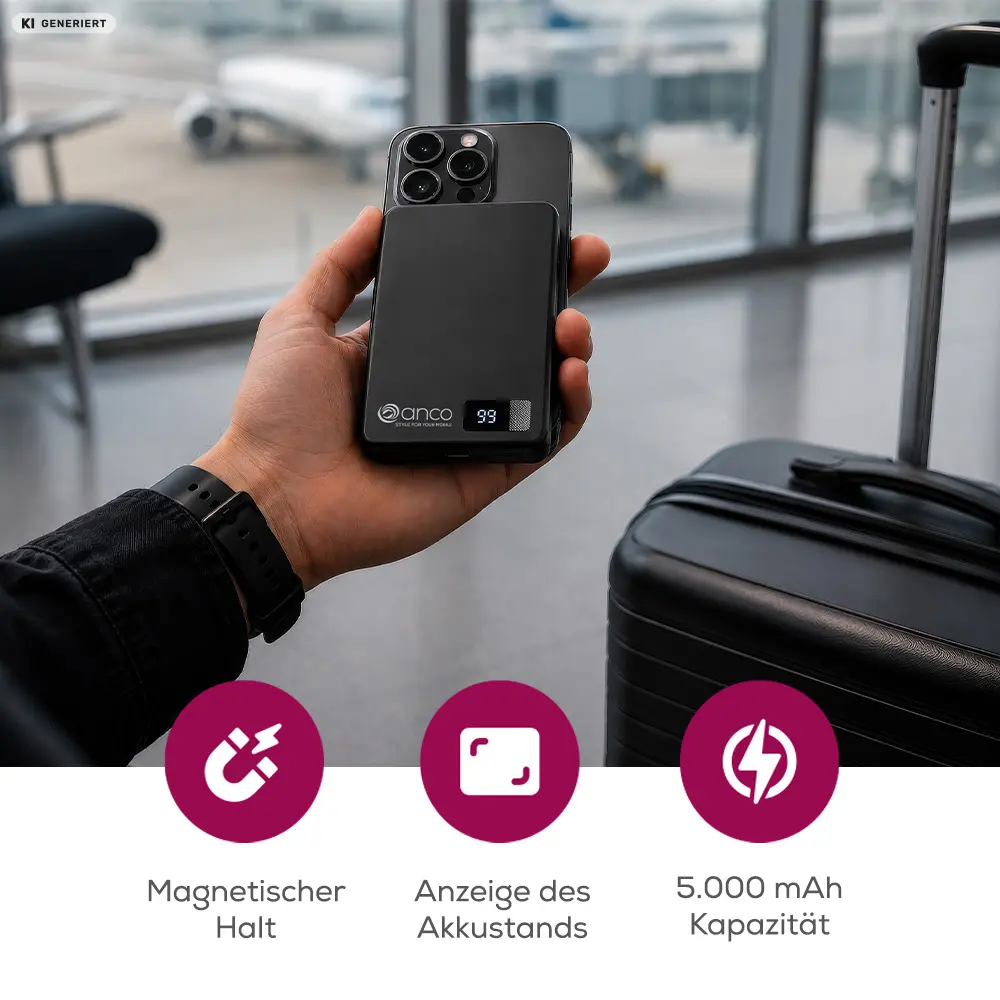 anco® 3in1 Magnetic Powerbank - klein, leicht und mit 5.000mAh
